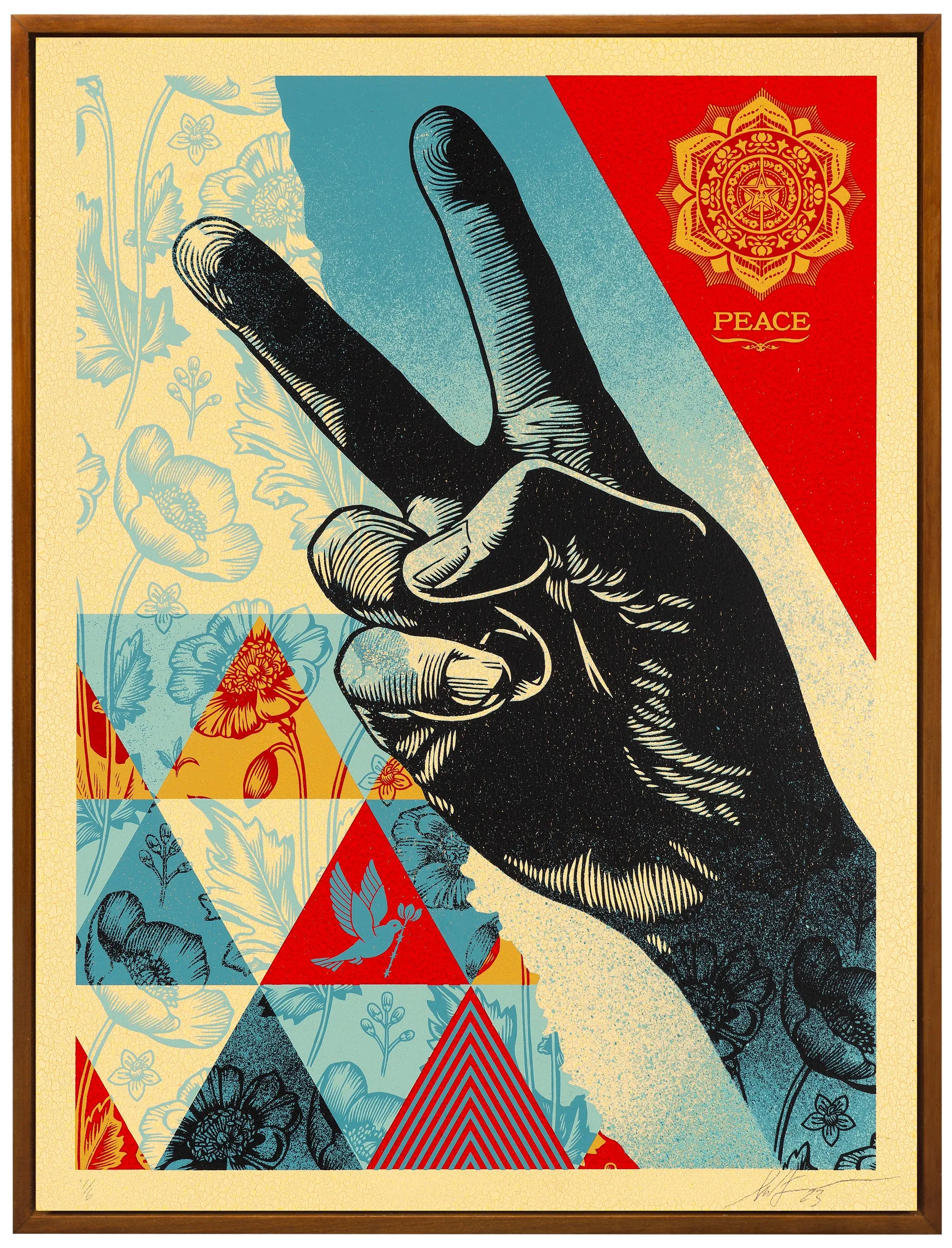 Shepard Fairey | Peace Fingers With Poppies