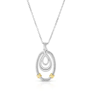 Silver & 18K Gold Abbraccio Oval Cable Pendant