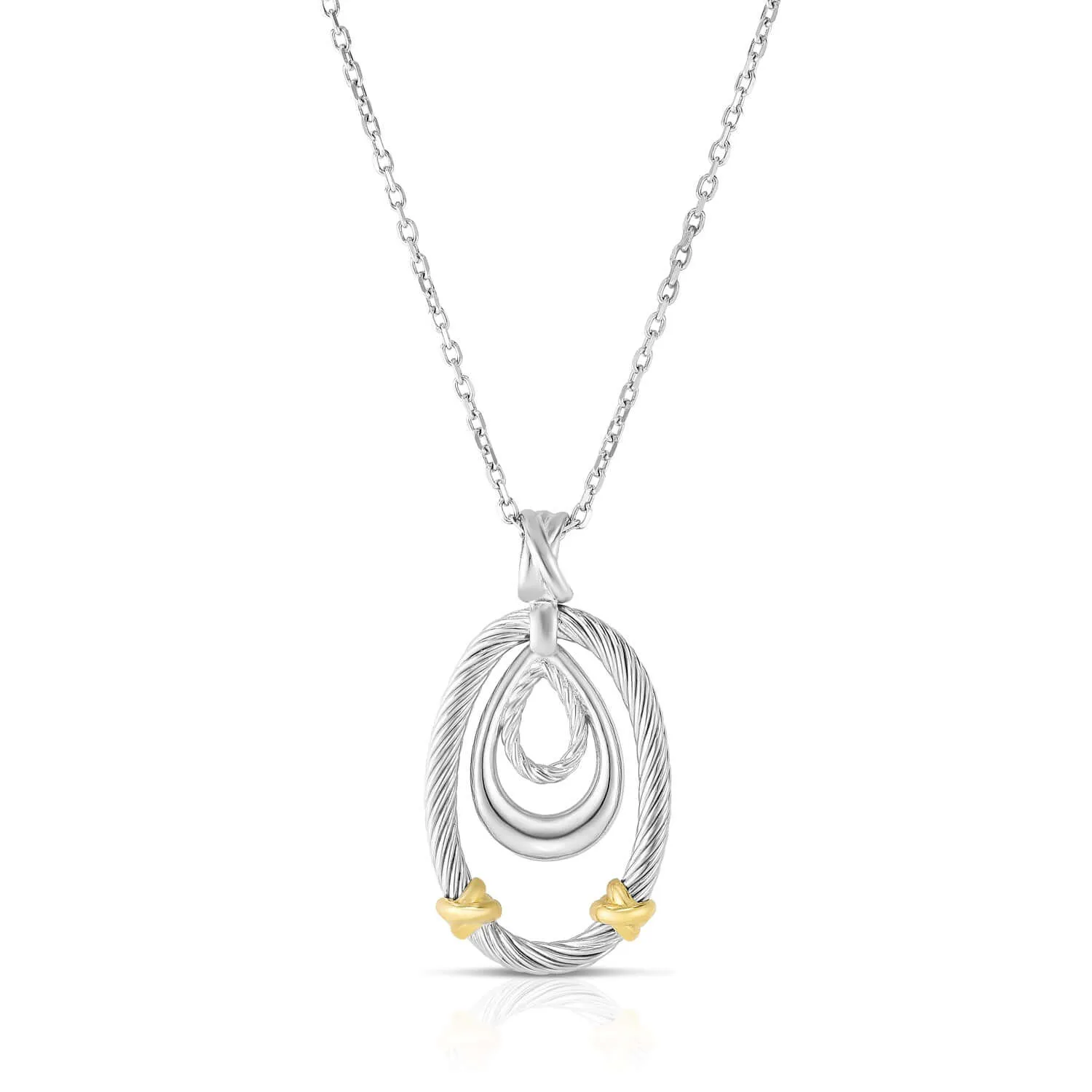 Silver & 18K Gold Abbraccio Oval Cable Pendant