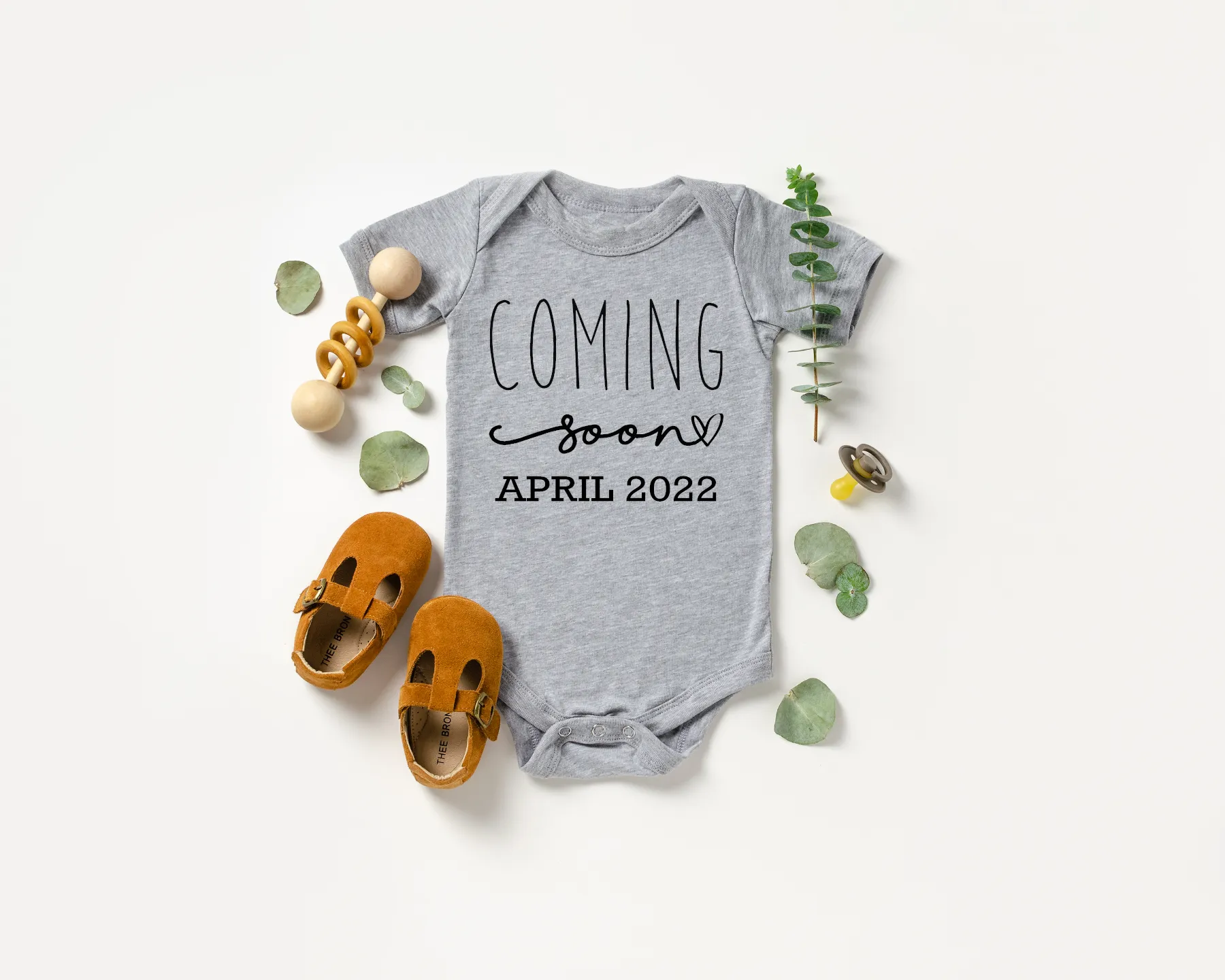 Simple Coming Soon Onesie with Month & Year