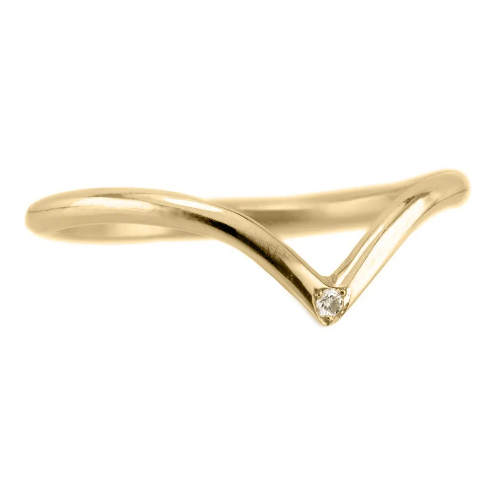 Single Diamond Vivian Wedding Band, 14k Yellow Gold