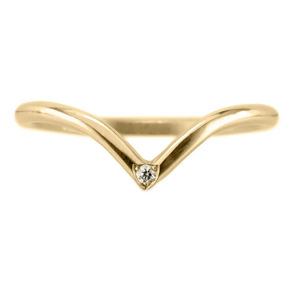 Single Diamond Vivian Wedding Band, 14k Yellow Gold