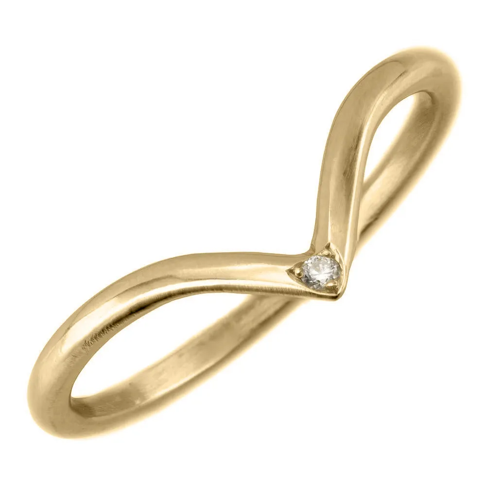 Single Diamond Vivian Wedding Band, 14k Yellow Gold