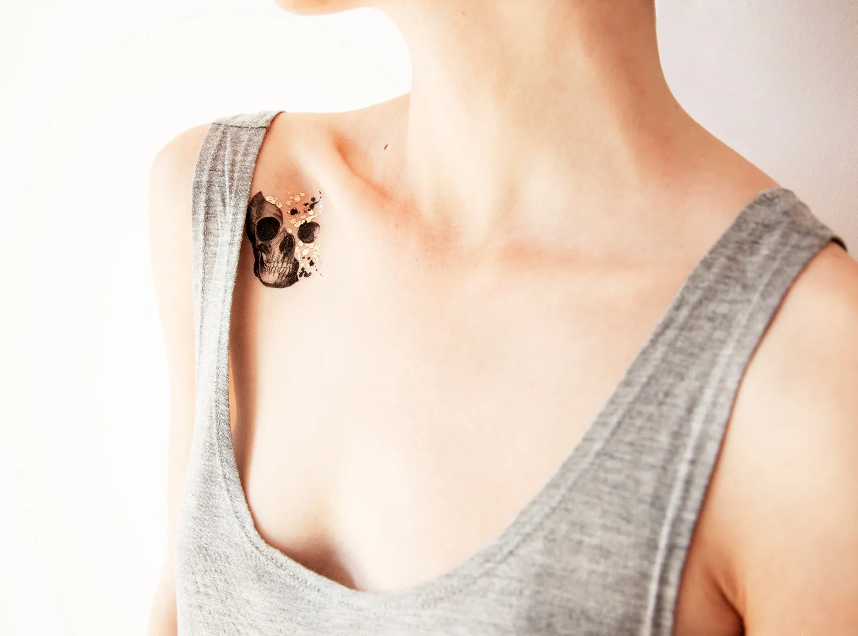 Skull Glittery Minds Temporary Tattoo
