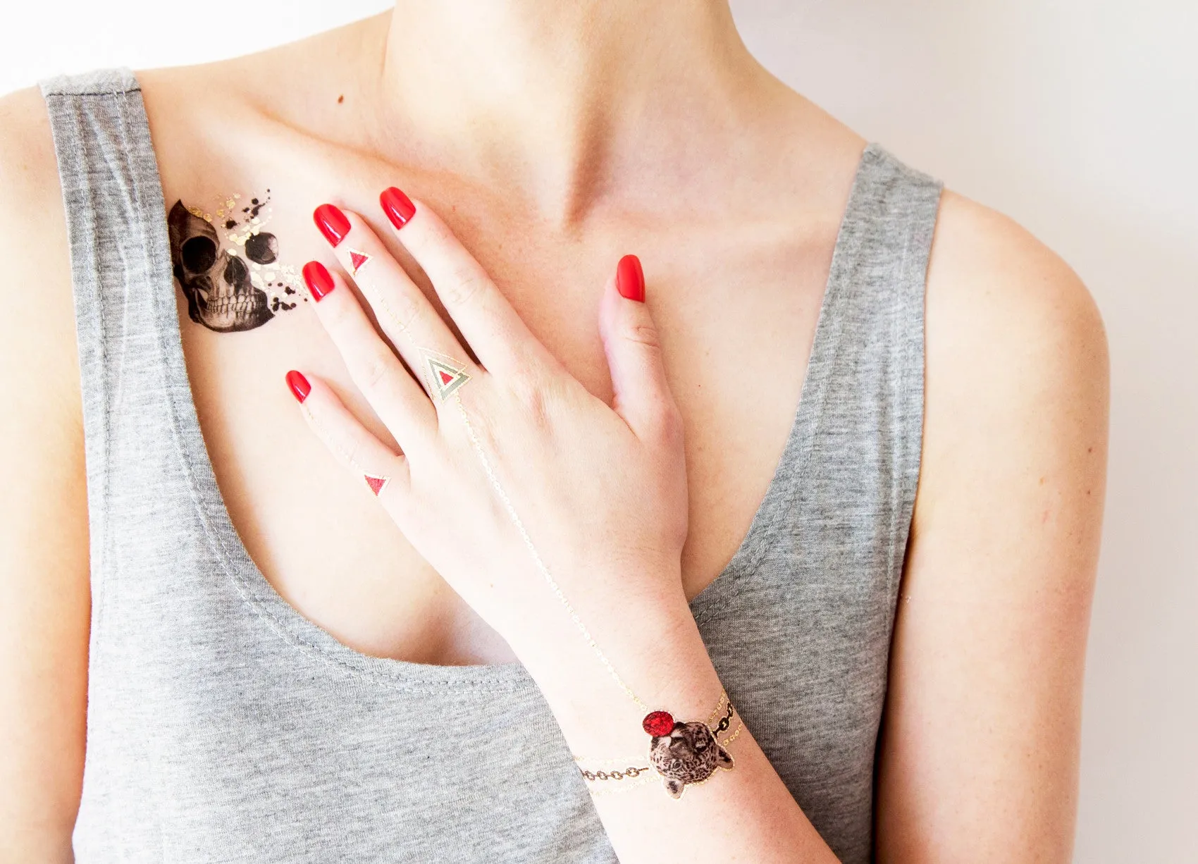 Skull Glittery Minds Temporary Tattoo