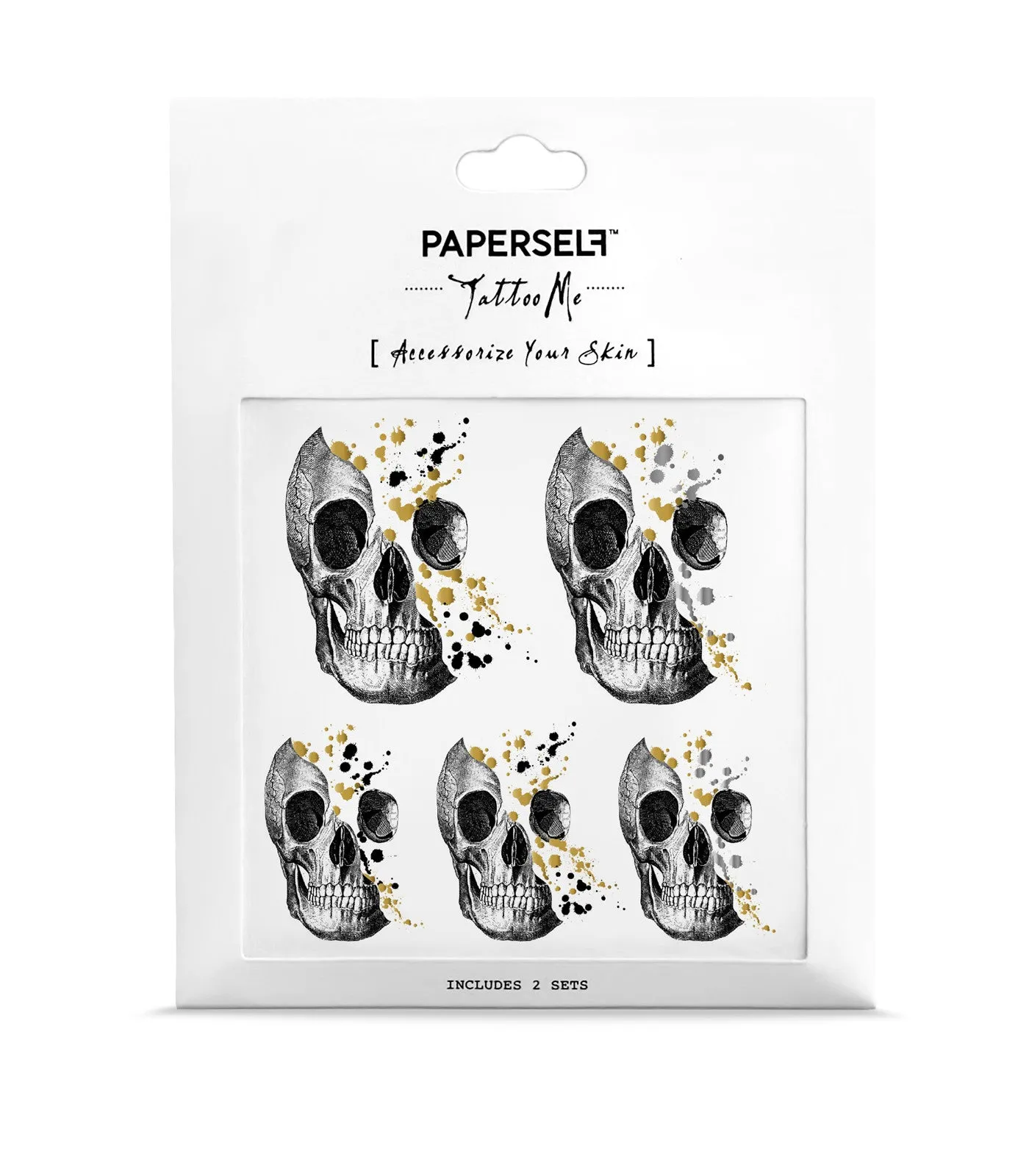 Skull Glittery Minds Temporary Tattoo