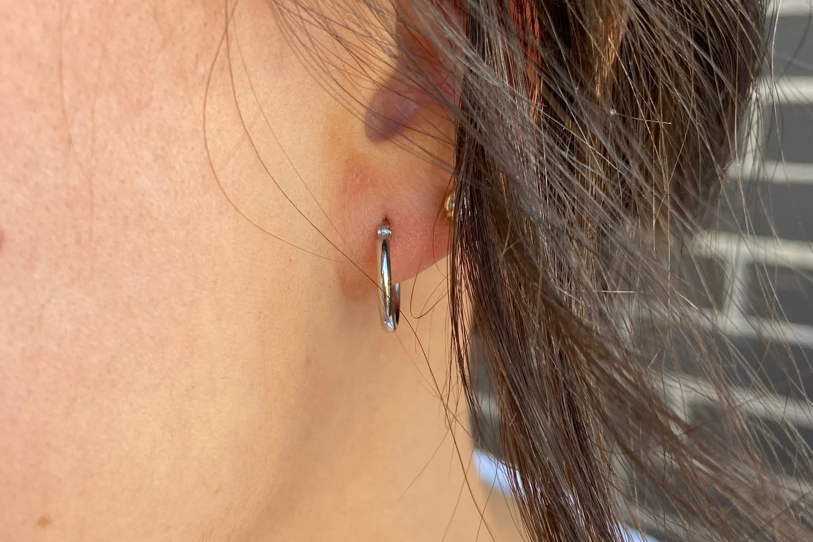Small Round Gold Tube Hoop Earrings