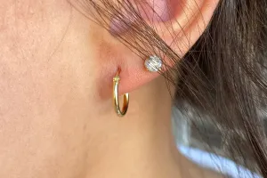 Small Round Gold Tube Hoop Earrings