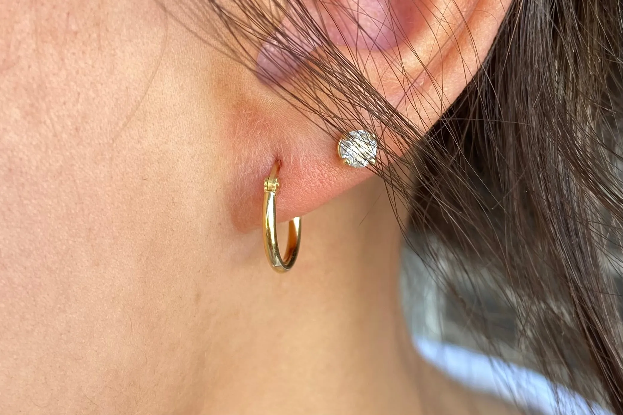 Small Round Gold Tube Hoop Earrings