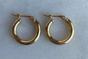 Small Round Tube Gold Hoop Earrings