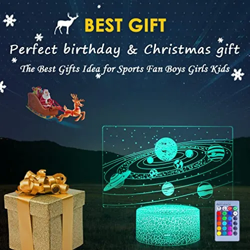 Solar System 3D Optical Illusion Lamp Universe Space Galaxy LED Night Light with Remote for Space Lover Boys and Girls as a Best Gifts(Solar System)