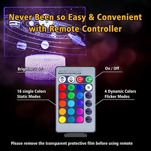 Solar System 3D Optical Illusion Lamp Universe Space Galaxy LED Night Light with Remote for Space Lover Boys and Girls as a Best Gifts(Solar System)