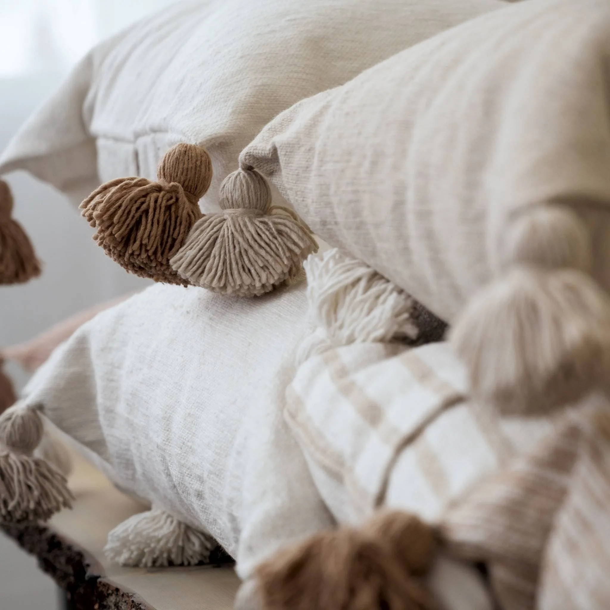 Solid Moroccan Pom Pom Pillow - 18x18
