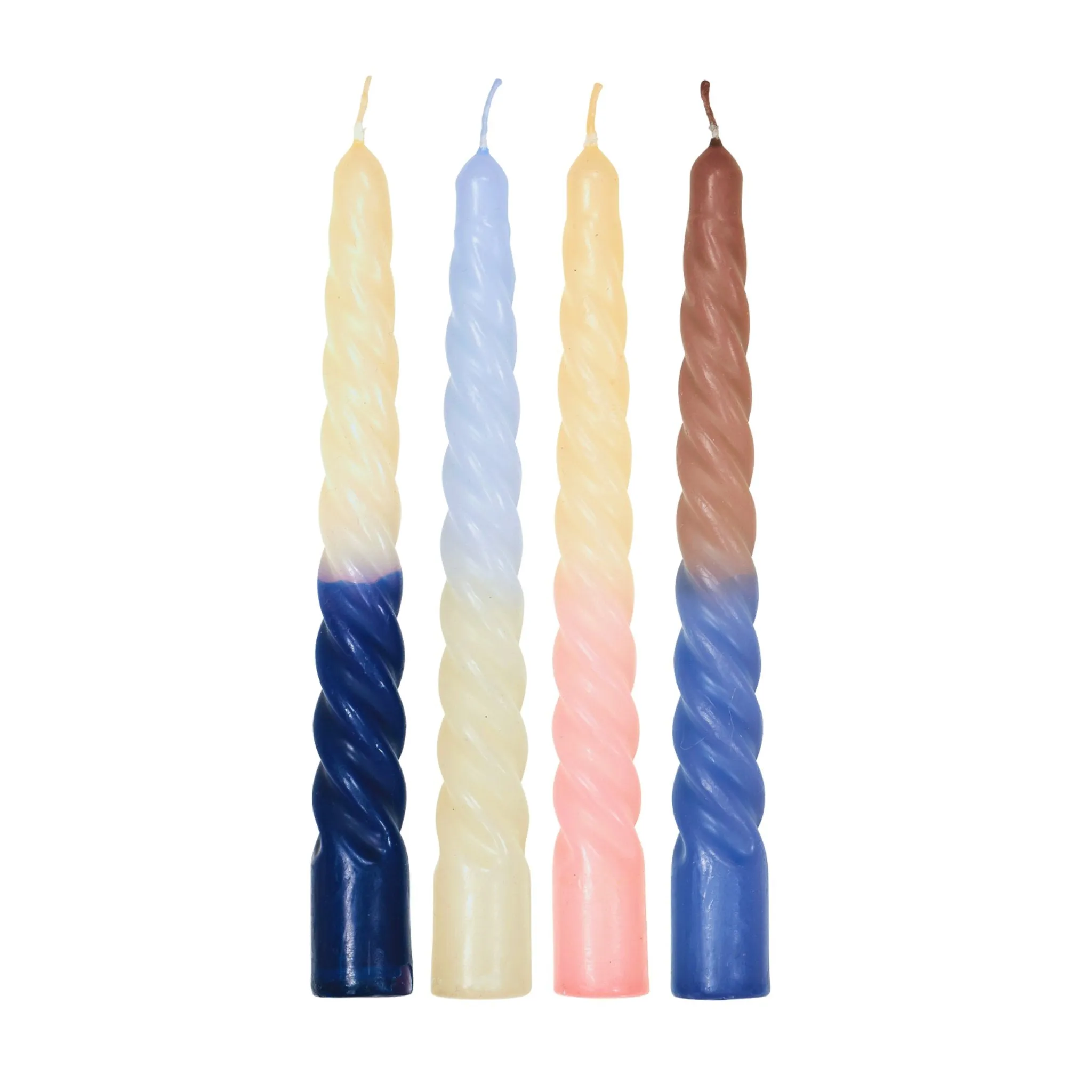 Spiral Taper Candles - Set of 4 in Nordic Nights