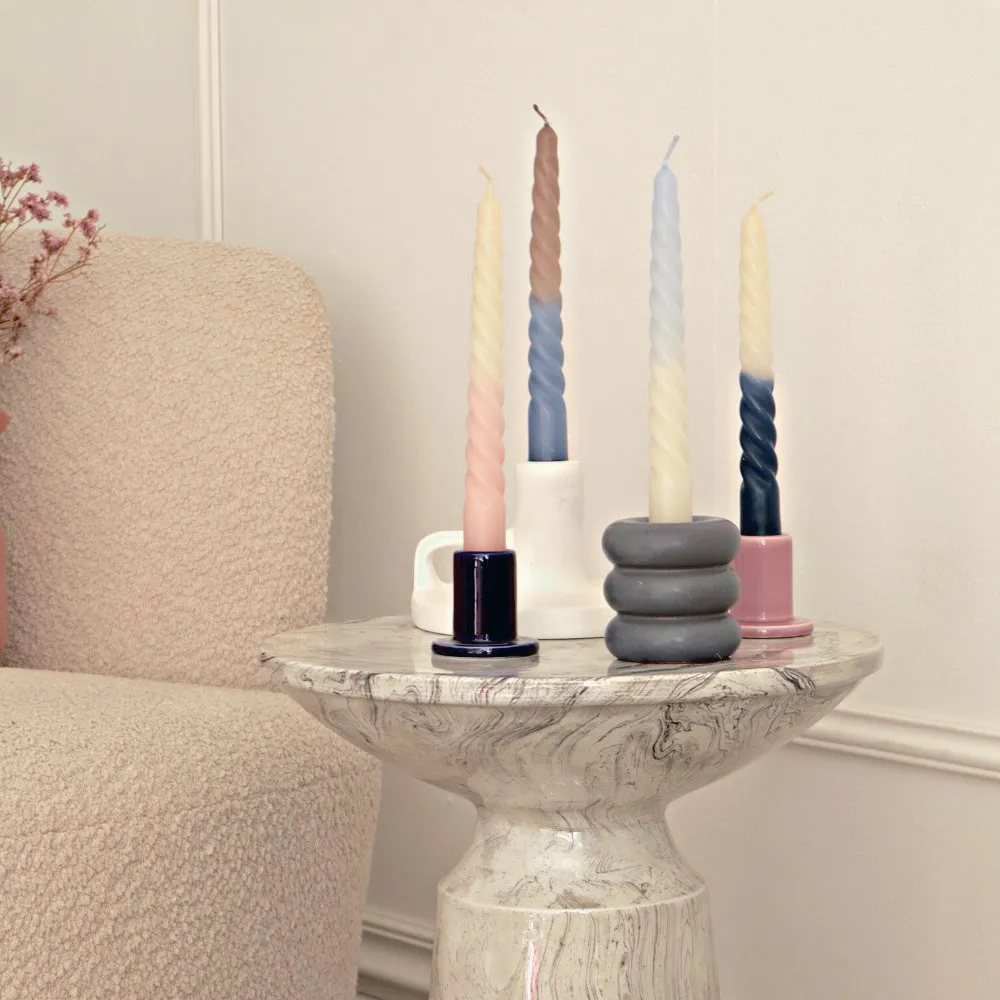 Spiral Taper Candles - Set of 4 in Nordic Nights