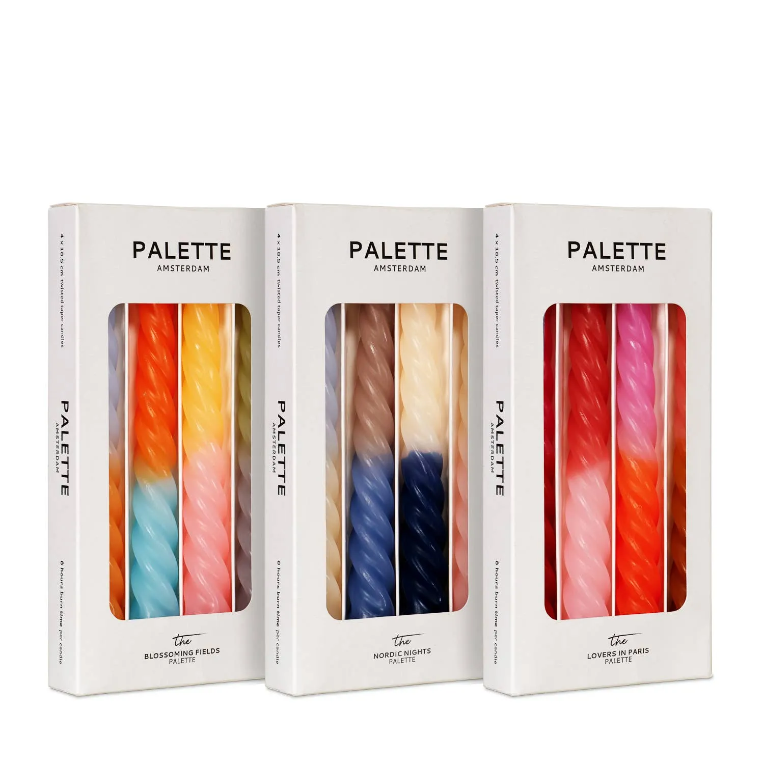 Spiral Taper Candles - Set of 4 in Nordic Nights