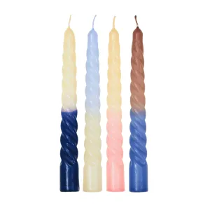 Spiral Taper Candles - Set of 4 in Nordic Nights