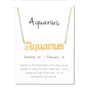 Stainless Steel 12 Zodiac Old English, Nameplate Pendant Necklace