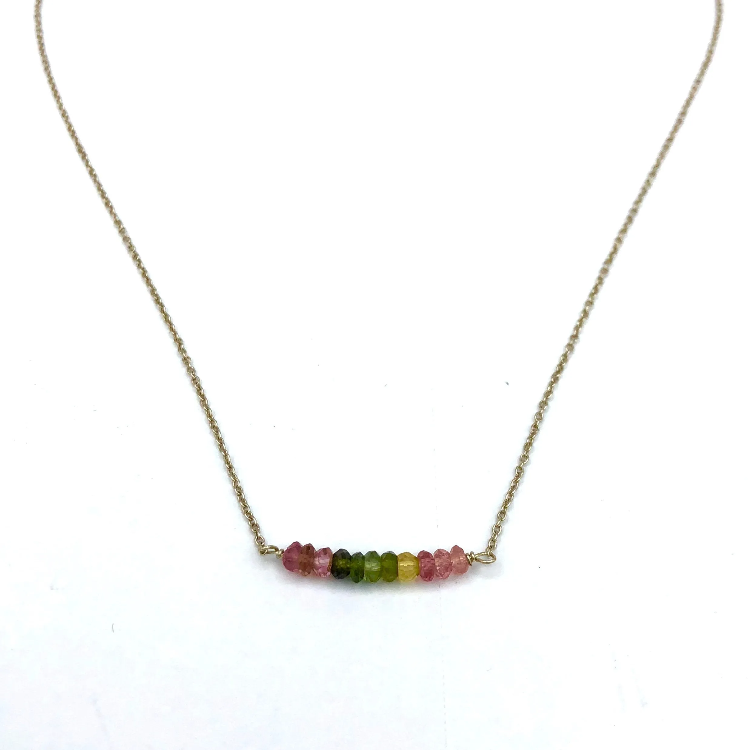 Sterling Silver Necklace With Tourmeline Beads
