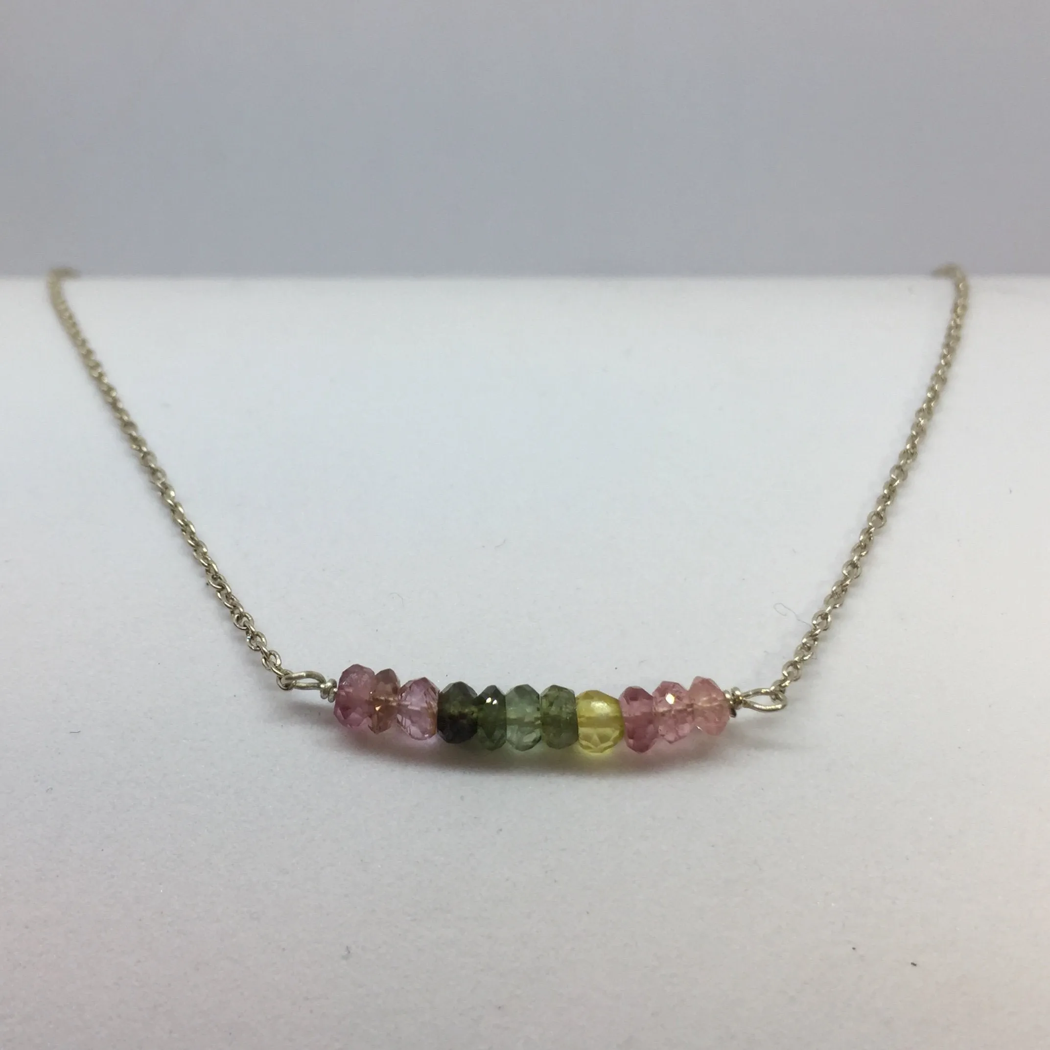 Sterling Silver Necklace With Tourmeline Beads