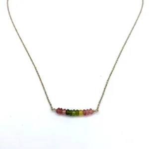 Sterling Silver Necklace With Tourmeline Beads