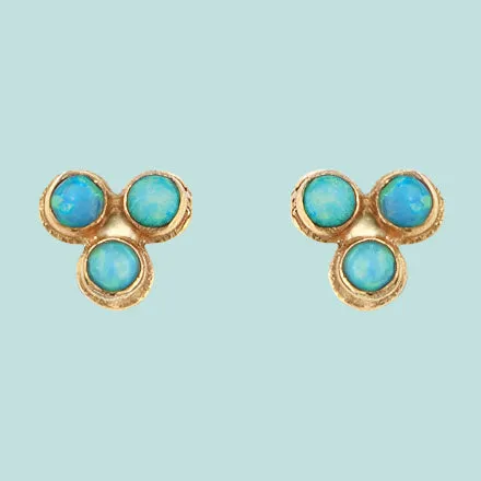Stud 9 KT Gold Earrings for woman Blue Opal designer Earrings
