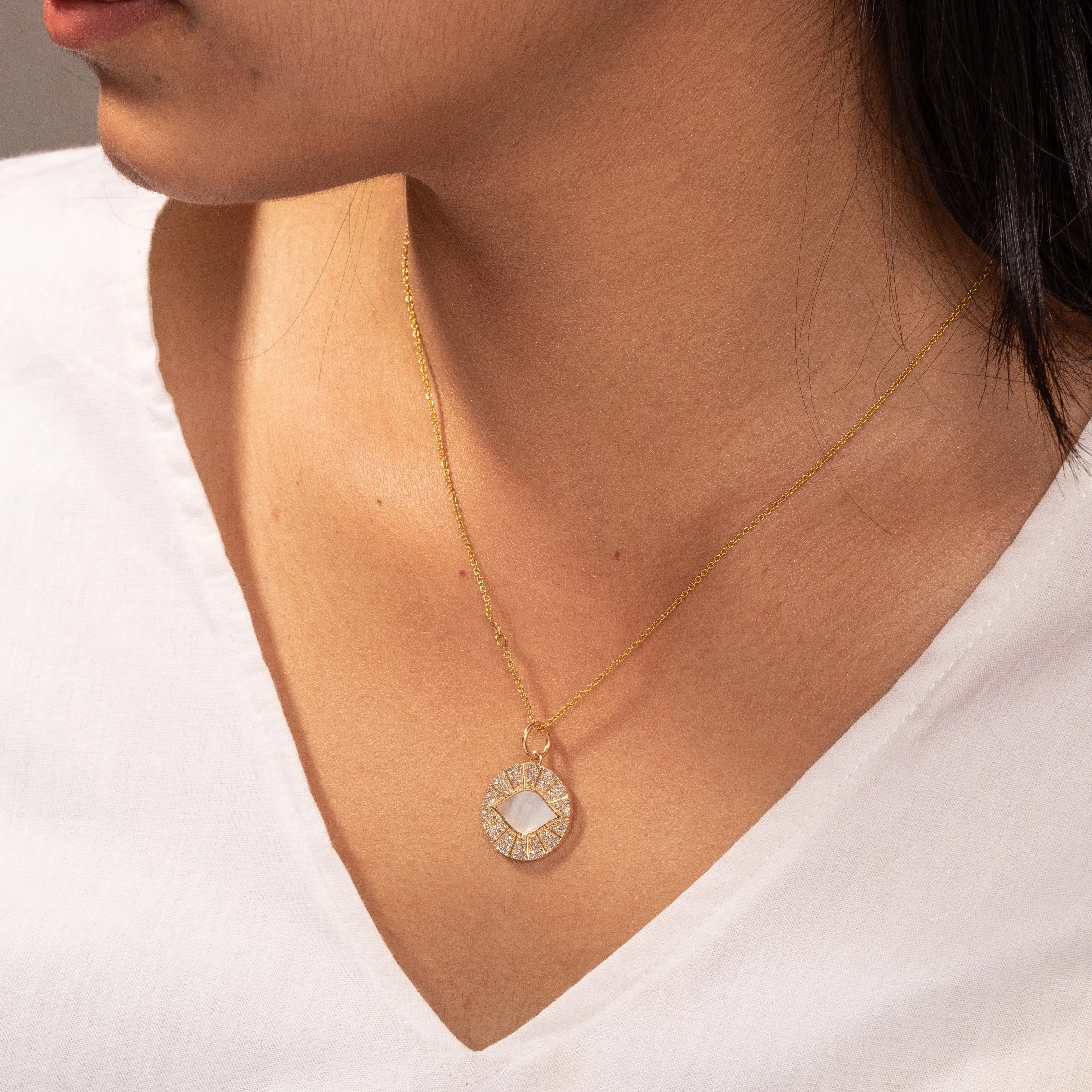Superior Mother Of Pearl Pendant With Diamond