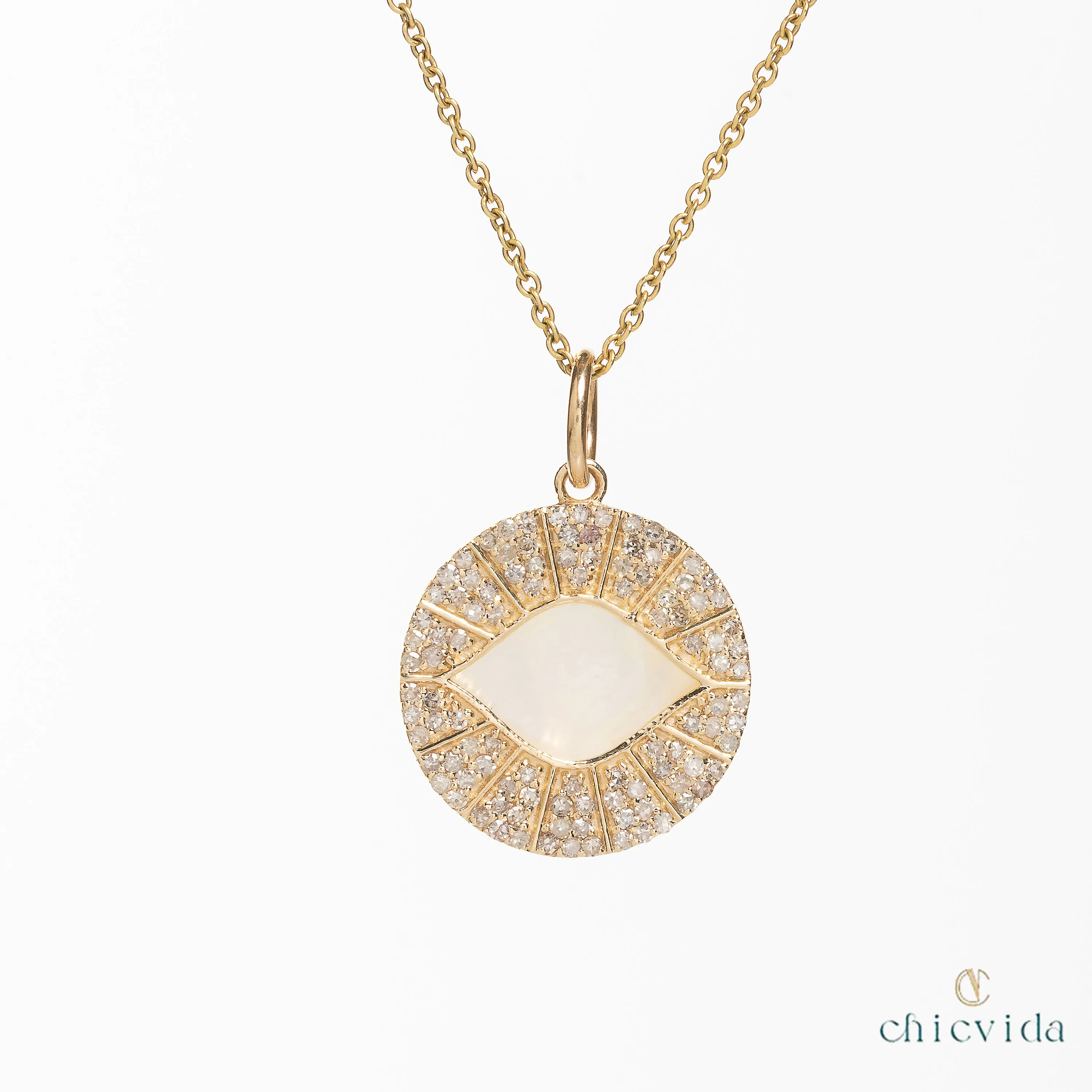 Superior Mother Of Pearl Pendant With Diamond