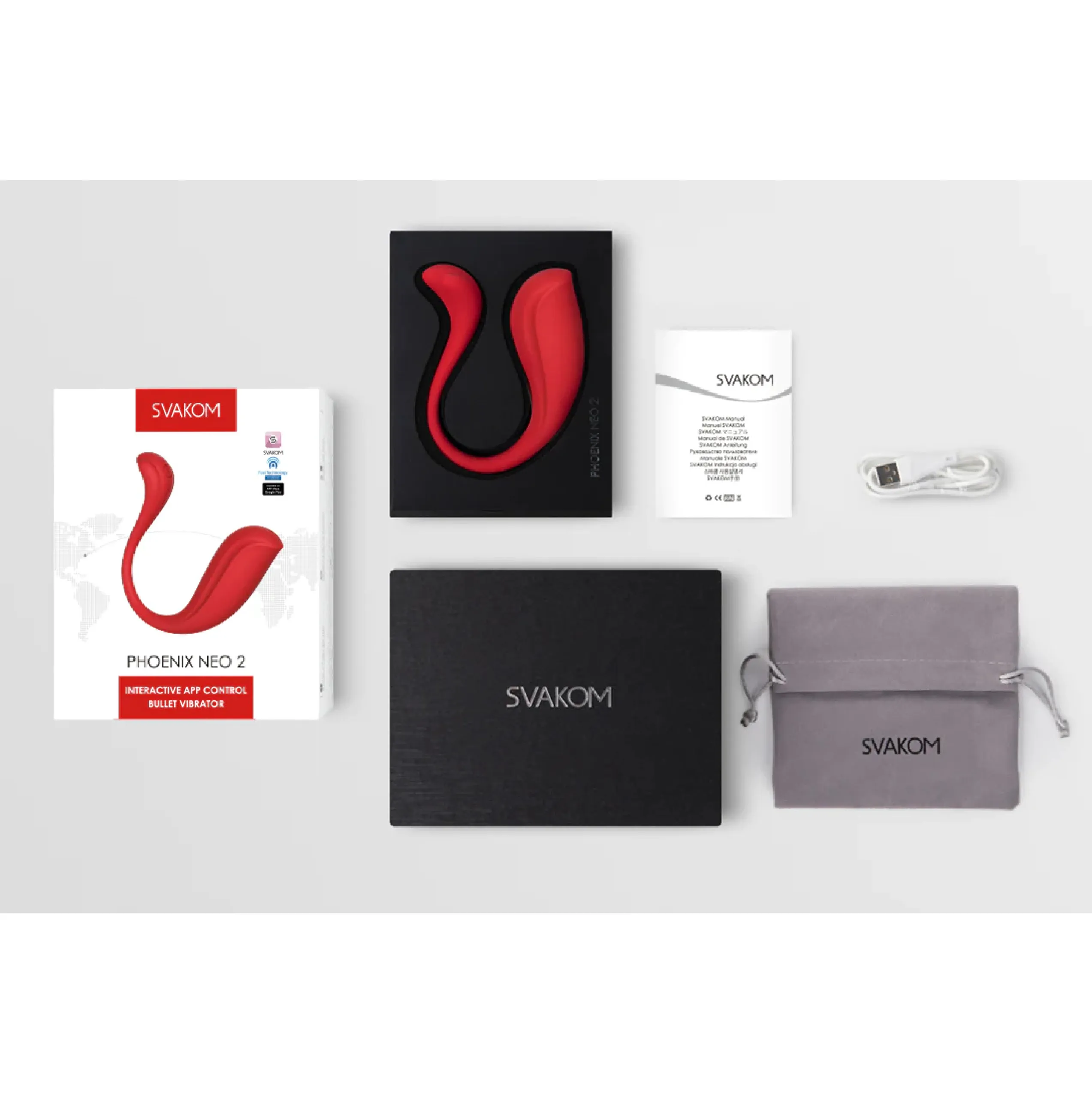 SVAKOM Phoenix Neo 2 Interactive App Controlled Bullet Vibrator - Red