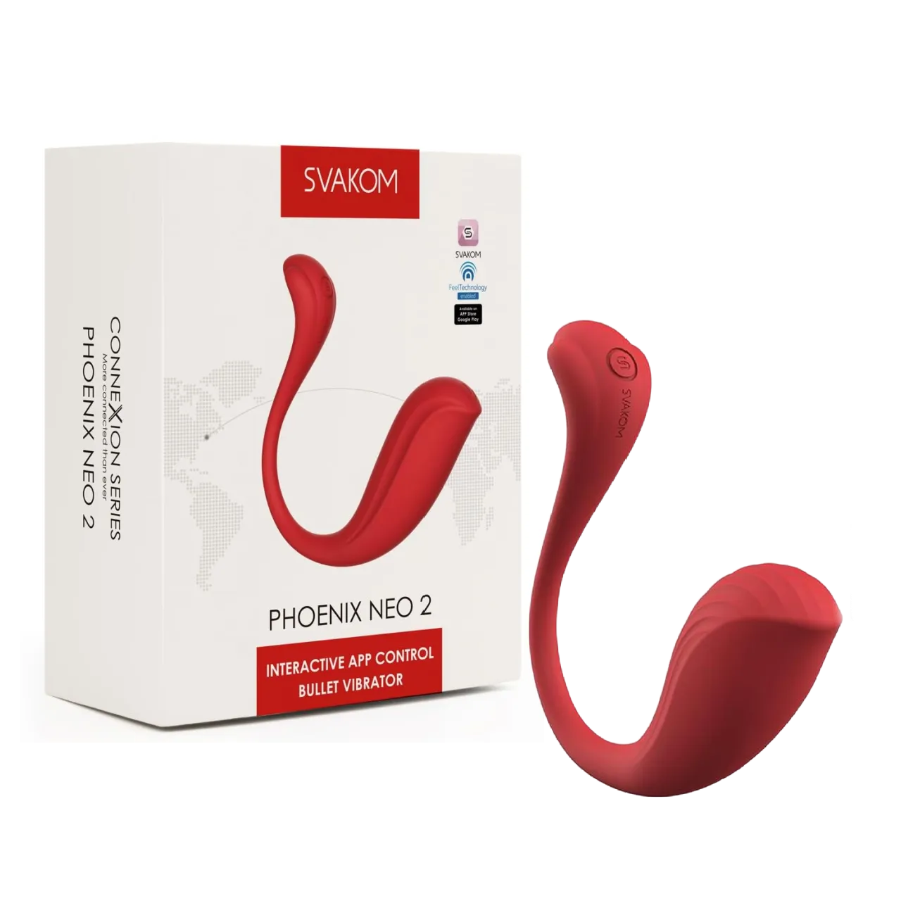 SVAKOM Phoenix Neo 2 Interactive App Controlled Bullet Vibrator - Red