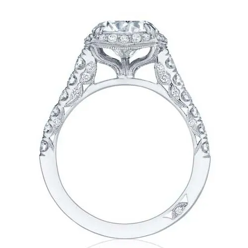 Tacori Petite Crescent Round With Cushion Bloom Engagement Ring Semi-Mounting in 18K White Gold