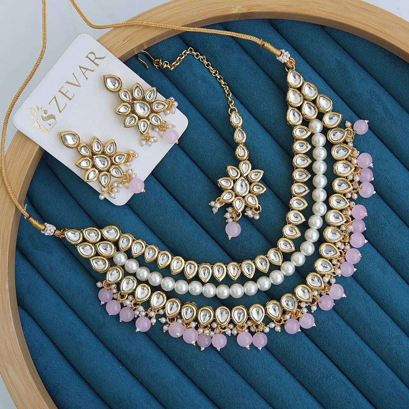 Thapa Mena Kundan Triple Necklace Set
