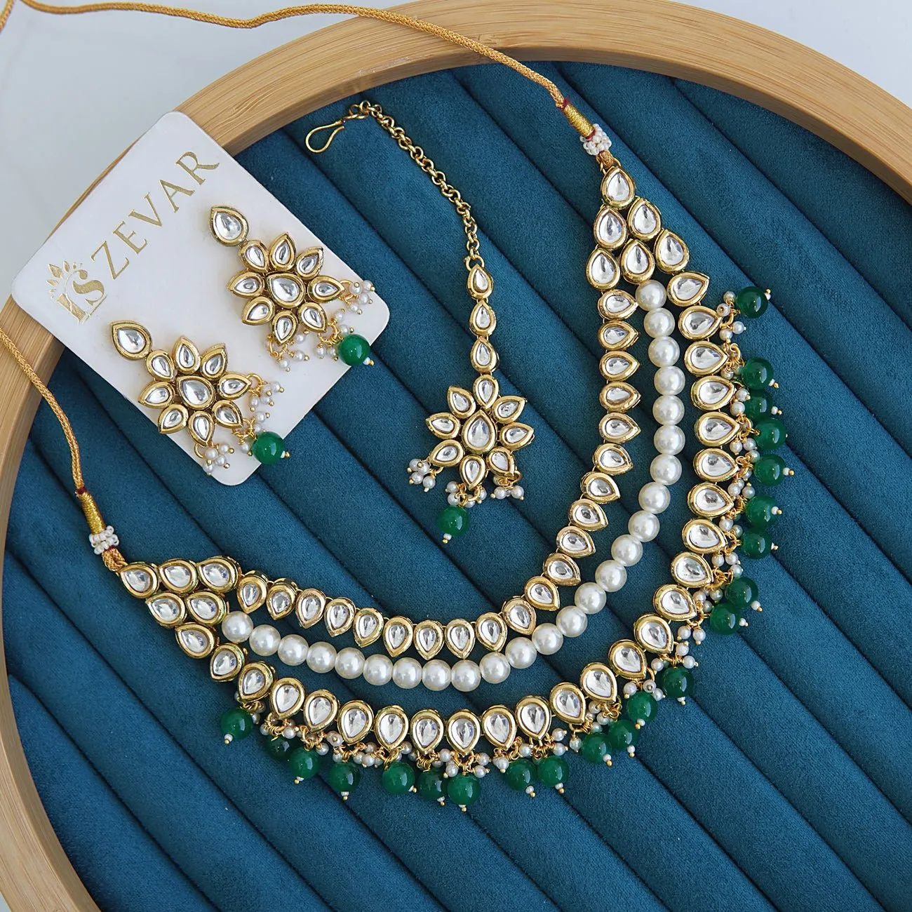 Thapa Mena Kundan Triple Necklace Set