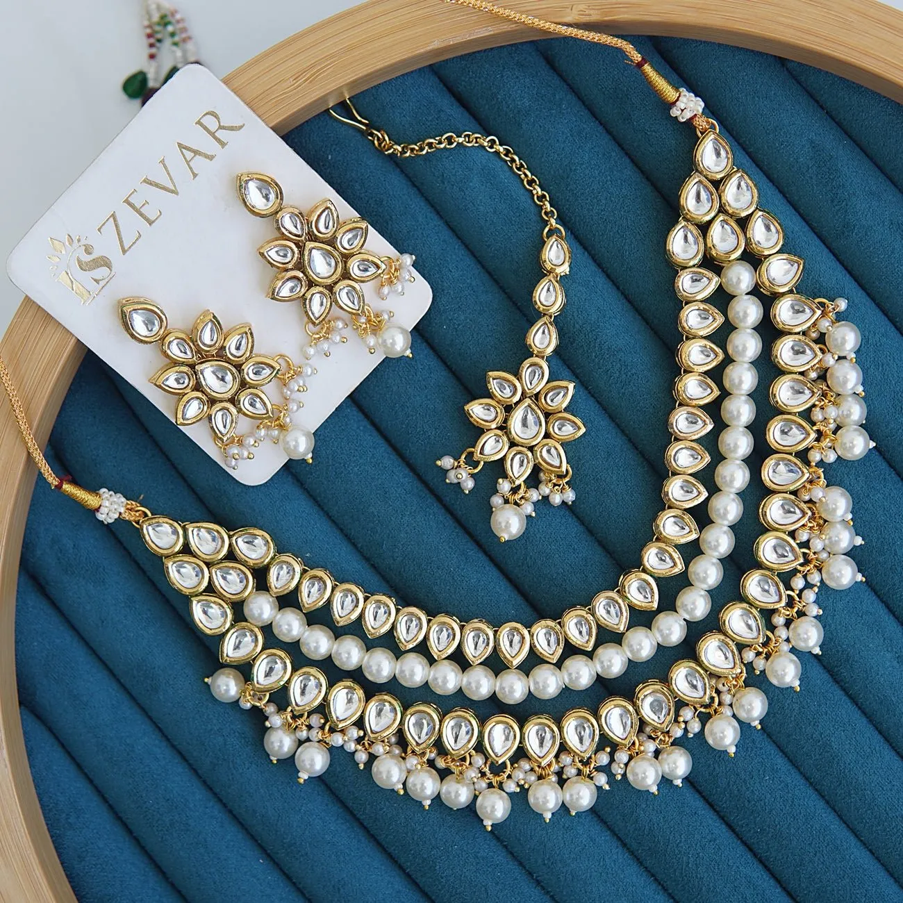 Thapa Mena Kundan Triple Necklace Set
