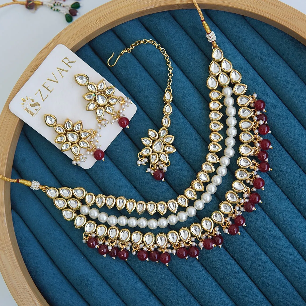 Thapa Mena Kundan Triple Necklace Set