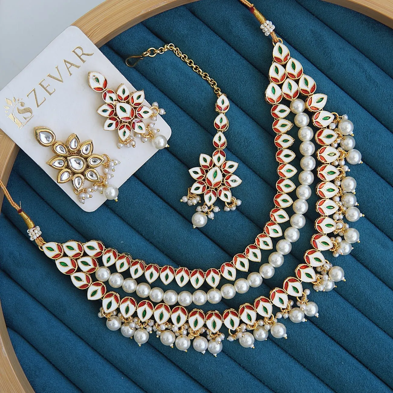 Thapa Mena Kundan Triple Necklace Set