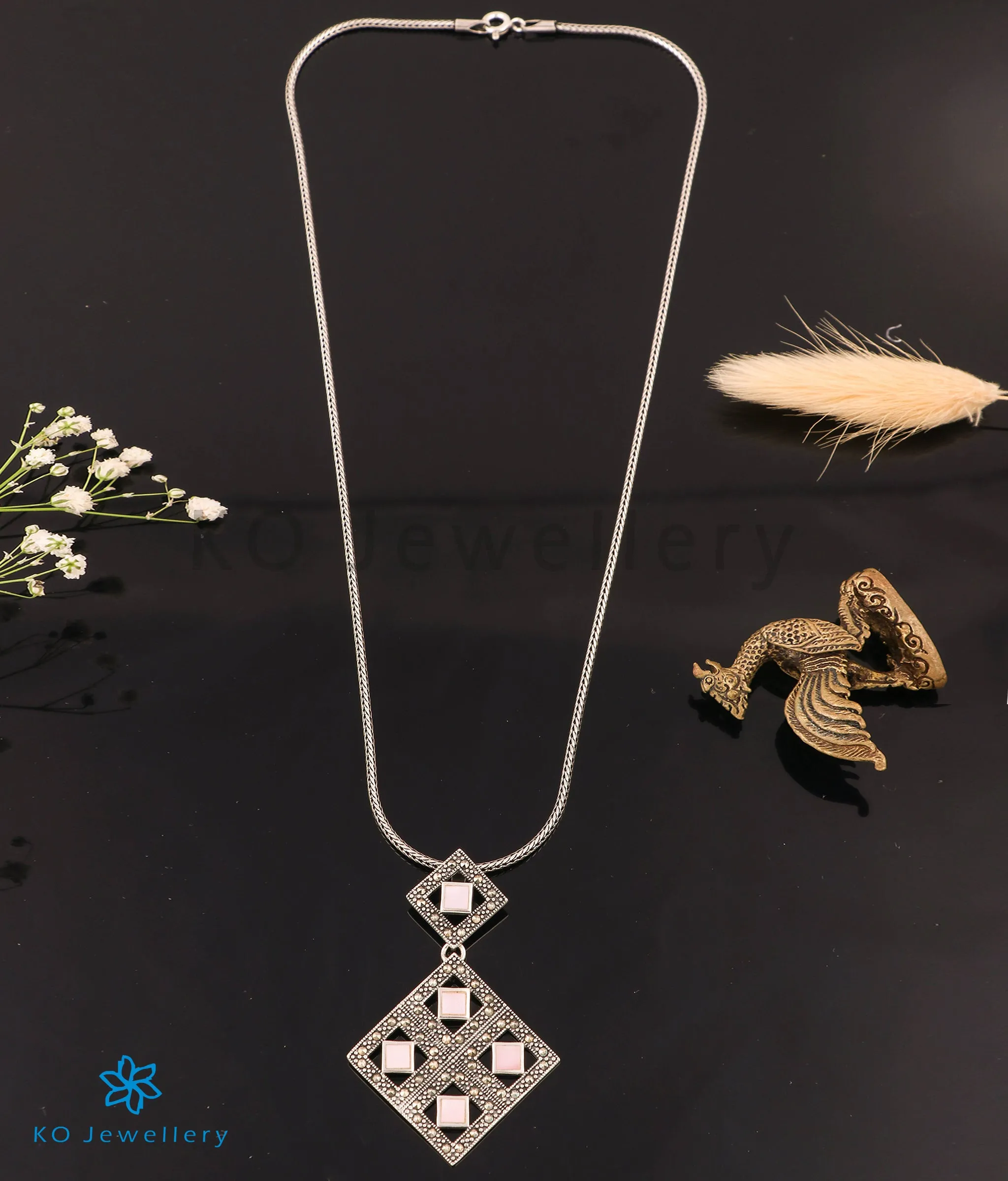 The Foursquare Silver Marcasite Necklace