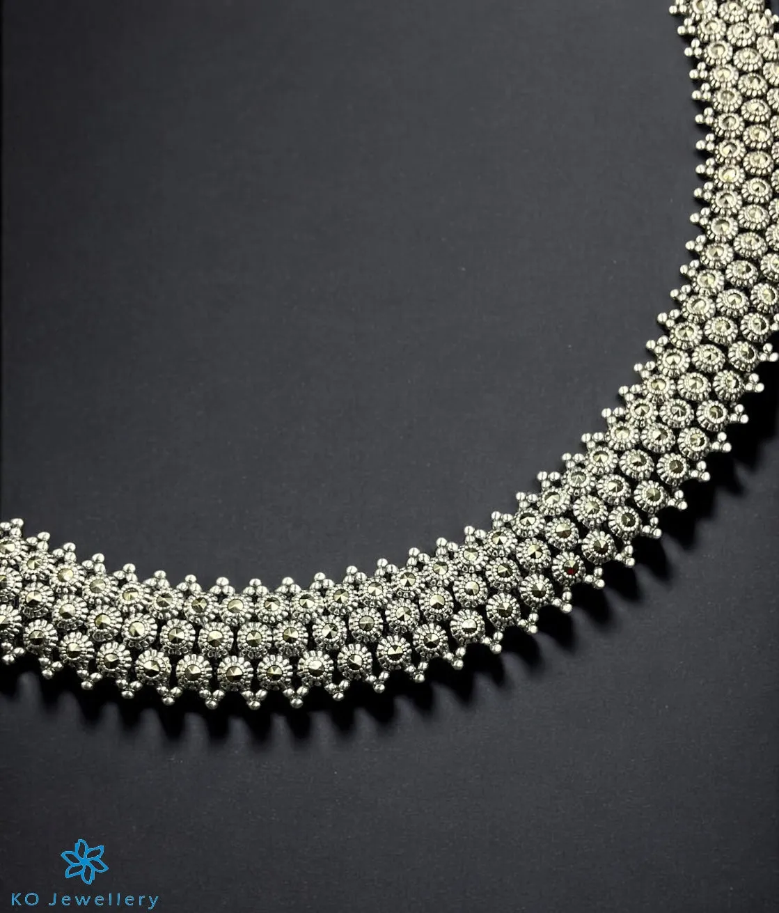 The Opulent Treasure Silver Marcasite Necklace
