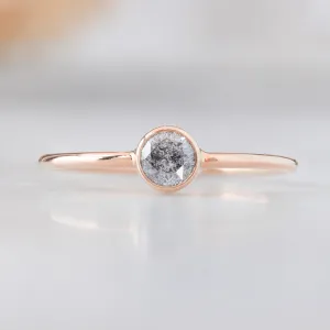 The Round Salt and Pepper Diamond Stacking Ring | 14K Rose Gold