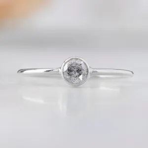 The Round Salt and Pepper Diamond Stacking Ring | 14K White Gold