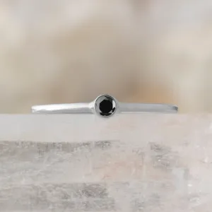 The Teensy Custom Black Diamond Stacking Ring | 14K White Gold