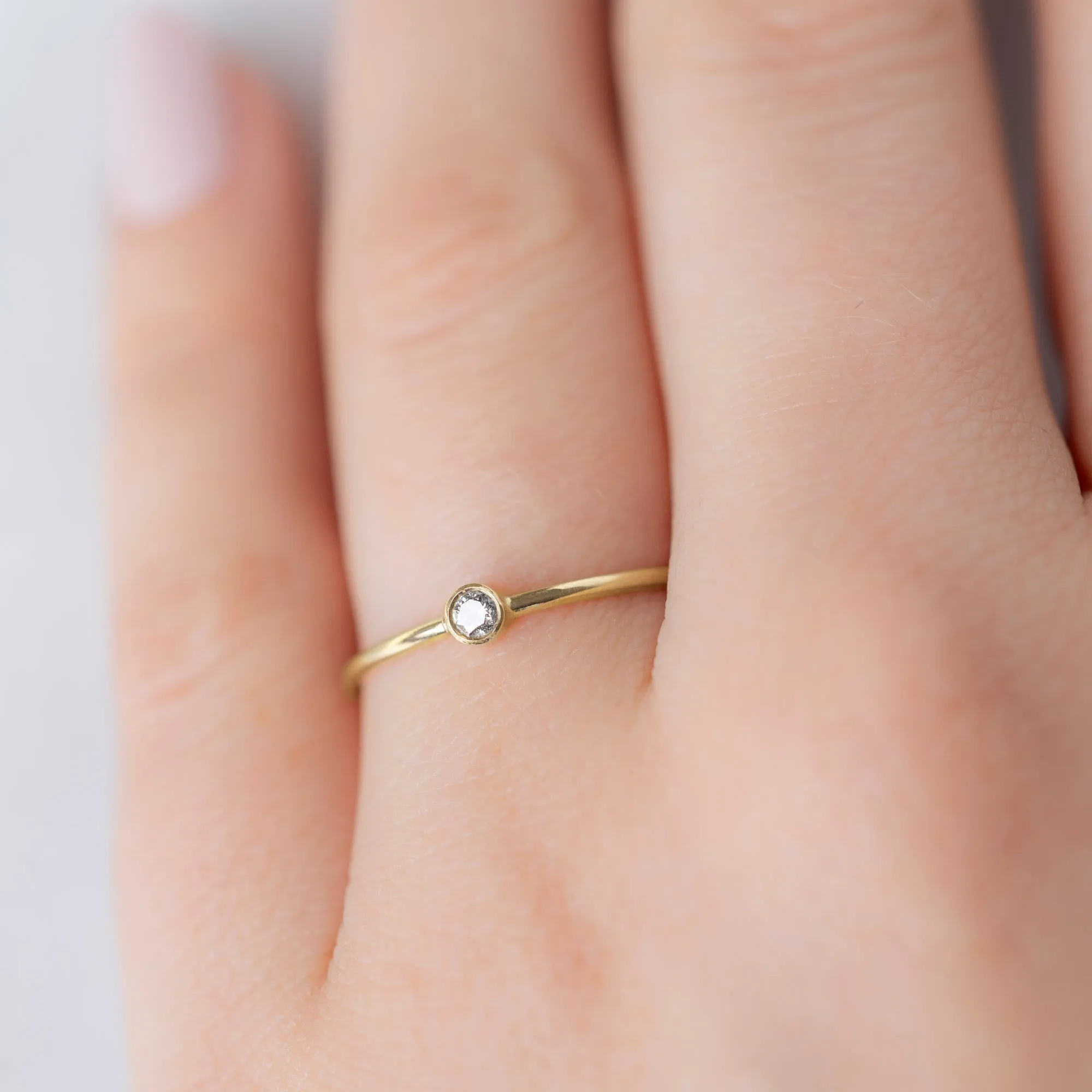 The Teensy Custom Salt and Pepper Diamond Stacking Ring | 14K Yellow Gold