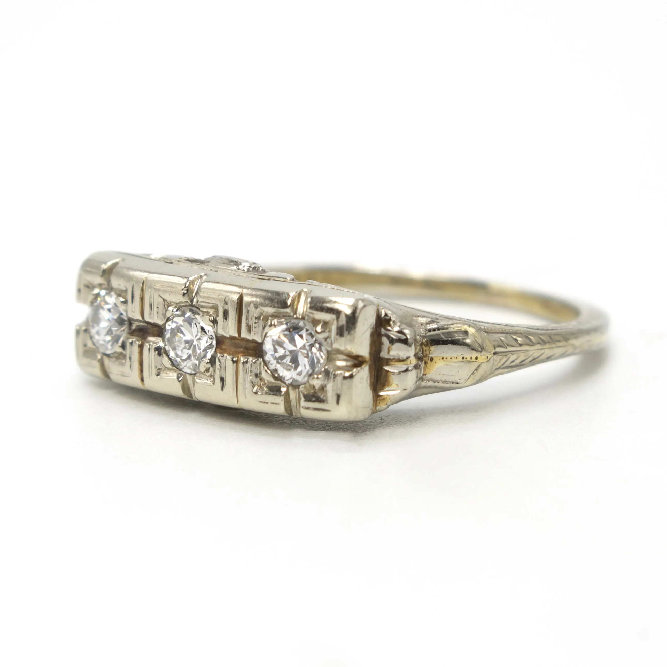 Three Stone White Gold Band