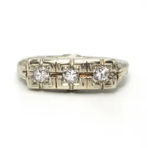 Three Stone White Gold Band