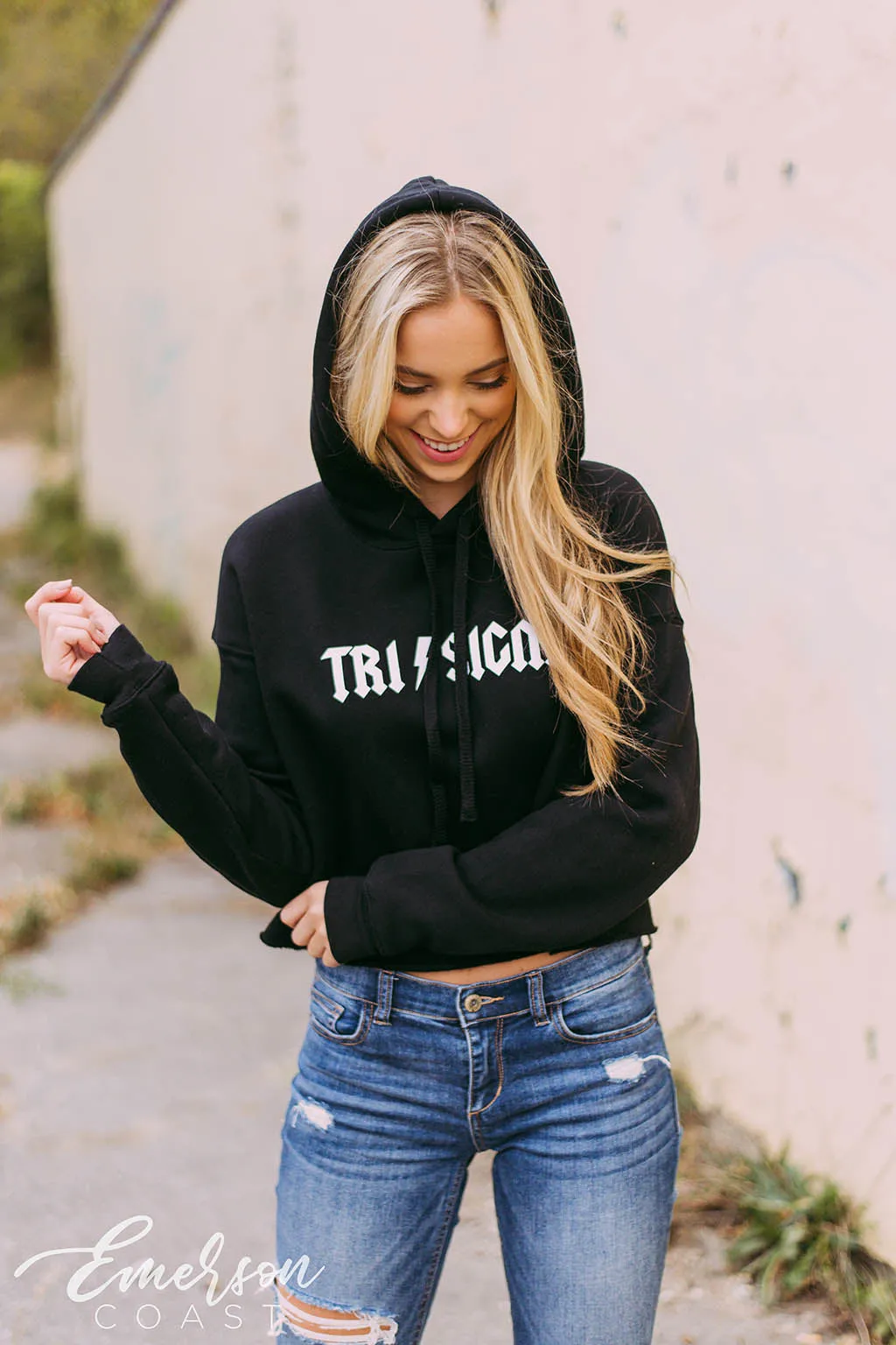 Tri Sigma Lightning Crop Hoodie