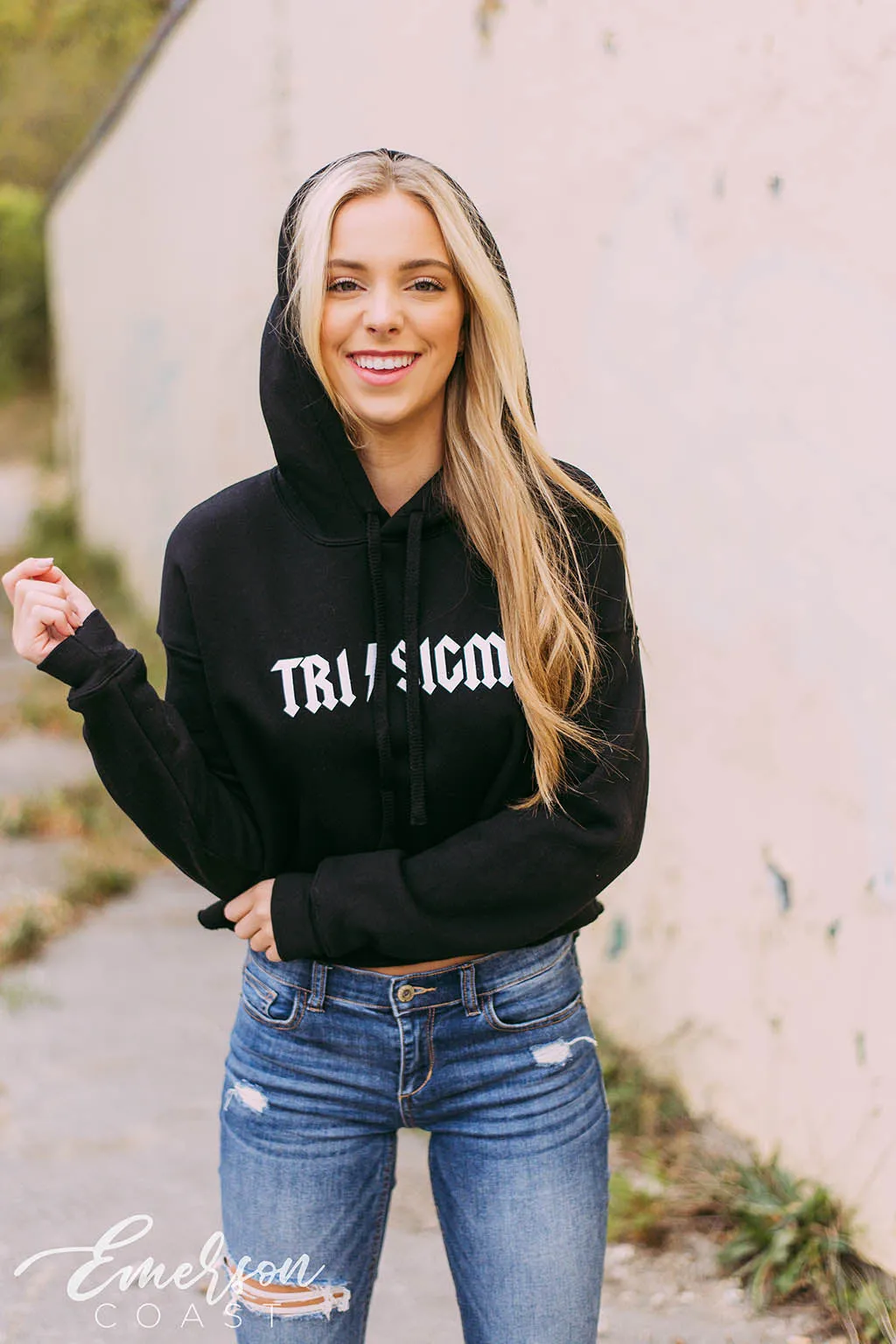 Tri Sigma Lightning Crop Hoodie