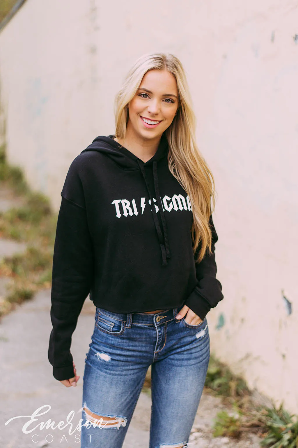 Tri Sigma Lightning Crop Hoodie
