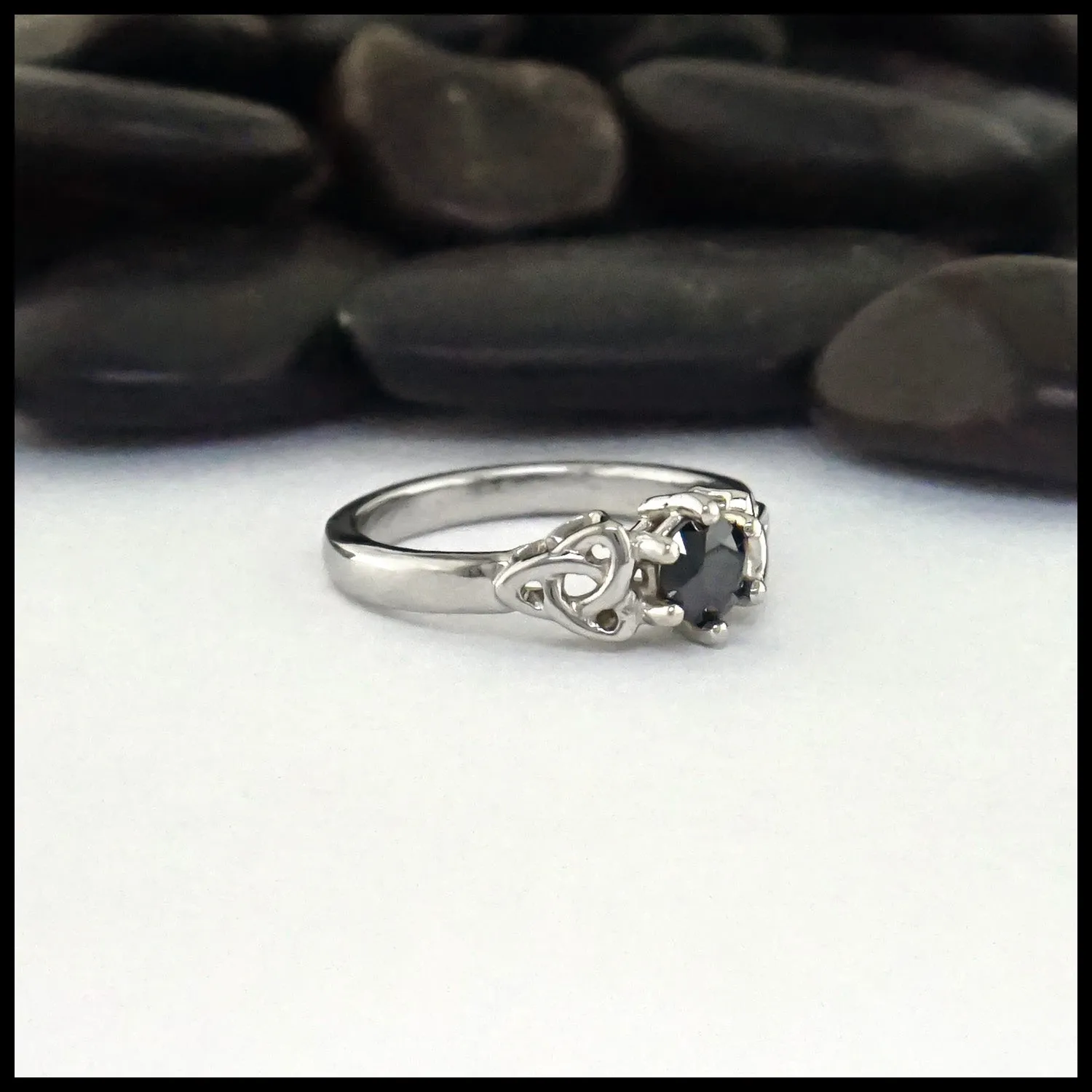 Trinity Knot Black Diamond Ring