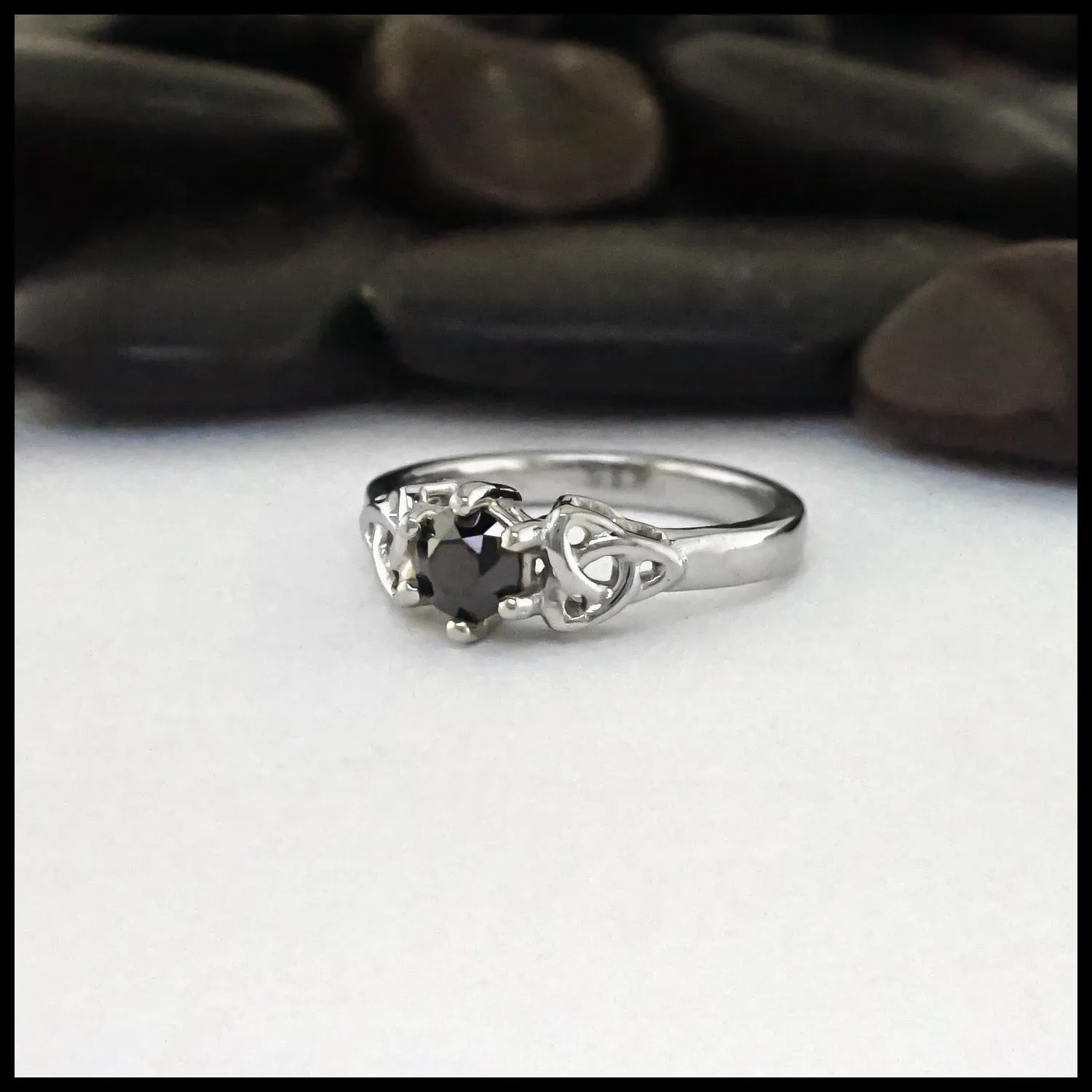 Trinity Knot Black Diamond Ring