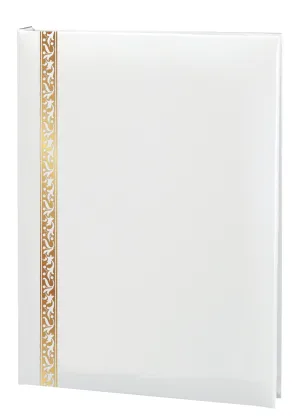 Value Line Scroll Memorial Guest Book-6 Ring-STVL103-White